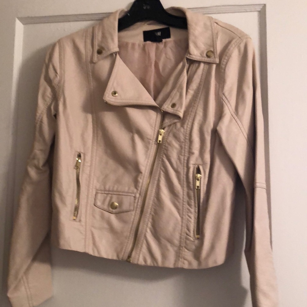 Faux leather pink jacket